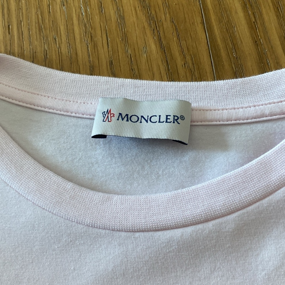 Moncler Girls' Solid Long Sleeve Pink Cotton Dress Size 12 - Picture 3 of 8